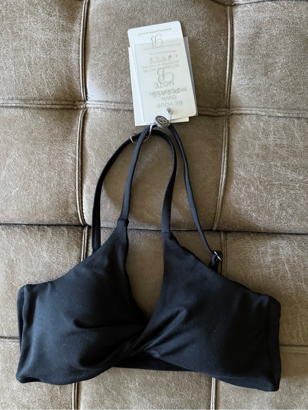 Bombshell Sportswear Black Twist-Front Bralette